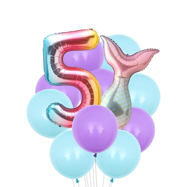 Grands ballons sirène - Décoration d'anniversaire pour fille - 6 ans -  Décoration d'anniversaire d'enfant - Ballon en aluminium - Décoration