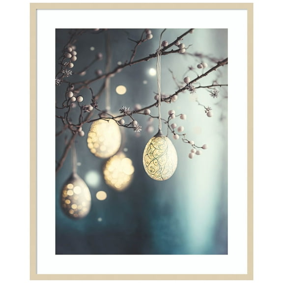 Amanti Art Beautiful Easter Eggs Wood Framed Wall Art Print