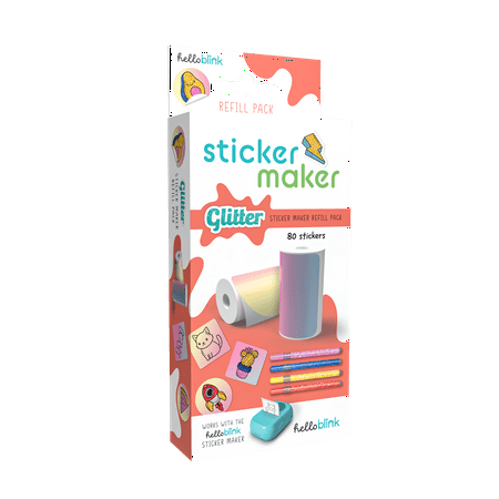 Hello Blink Sticker Maker Refill Pack with 80 Glitter Stickers for Children Ages 8+