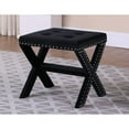 thumbnail image 2 of Velvet Fabric Upholstered Square Accent Bench in Black, 2 of 5
