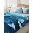 thumbnail image 5 of Full Flat Sheet 81"x96", Blue Butterfly Soft Lightweight Bedding Flat Sheets Only, Modern Elegant Water Ripples Brushed Microfiber Top Bed Sheet, Breathable StainResistant Bedsheets, 5 of 9