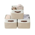 thumbnail image 1 of DECOMOMO Grand Panier de Rangement Bacs de Rangement en Tissu, Ensemble de 3, Beige et Blanc, 1 of 6