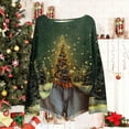 thumbnail image 3 of Aofany Womens Christmas Sweater Crew Neck Christmas Tree Graphic Shirts Oversized Xmas Pullover Sweater, 3 of 4
