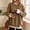 Coffee, variant on Women's Waffle Knit Sweatshirt, Fake Two-Piece Layered Pullover with Split Hem and Contrast Trim, Oversized Crew Neck Long Sleeve Tunic Top