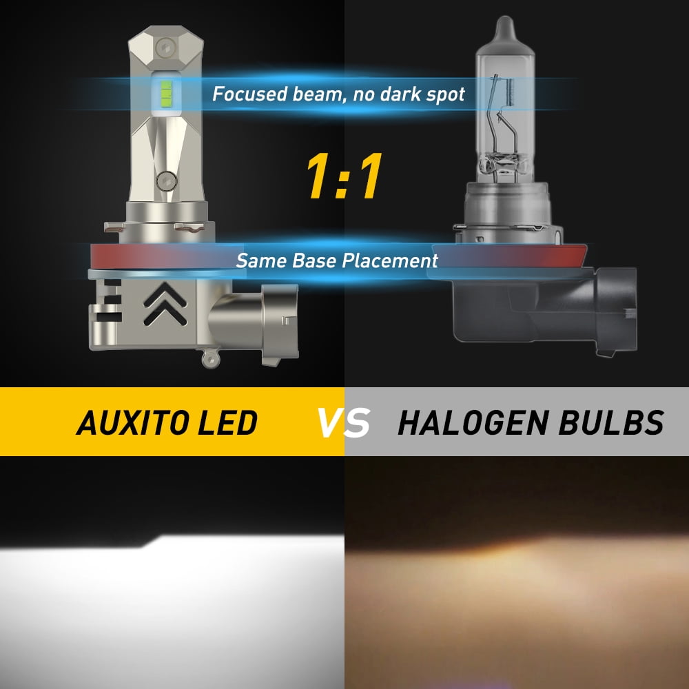 AUXITO H11 Headlight Bulb, 12000LM 300% Brighter H8 H9 H11 LED Headlight Bulbs for Low Beam High Beam, 6000K White, Pack of 2
