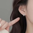 thumbnail image 2 of Solid 925 Sterling Silver CZ Huggie Earrings Half Hoops for Women Teens Double Hoop Earrings Studs Open Hoops Minimalist, 2 of 12