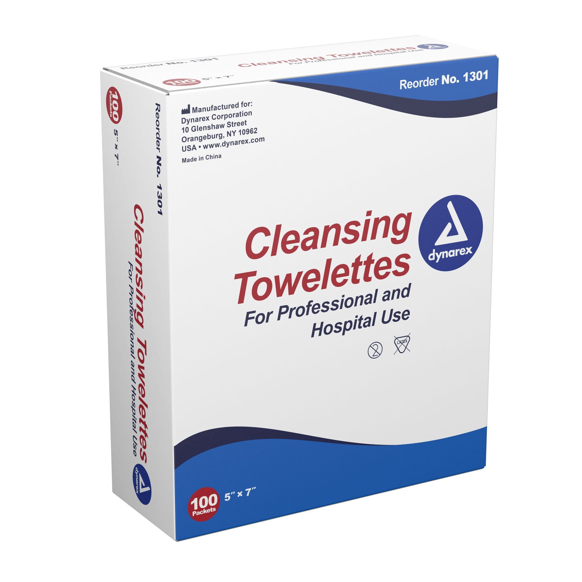 Dynarex Antiseptic Skin Towelette 5 x 7" 1301, 1 Pack 100 Wipes