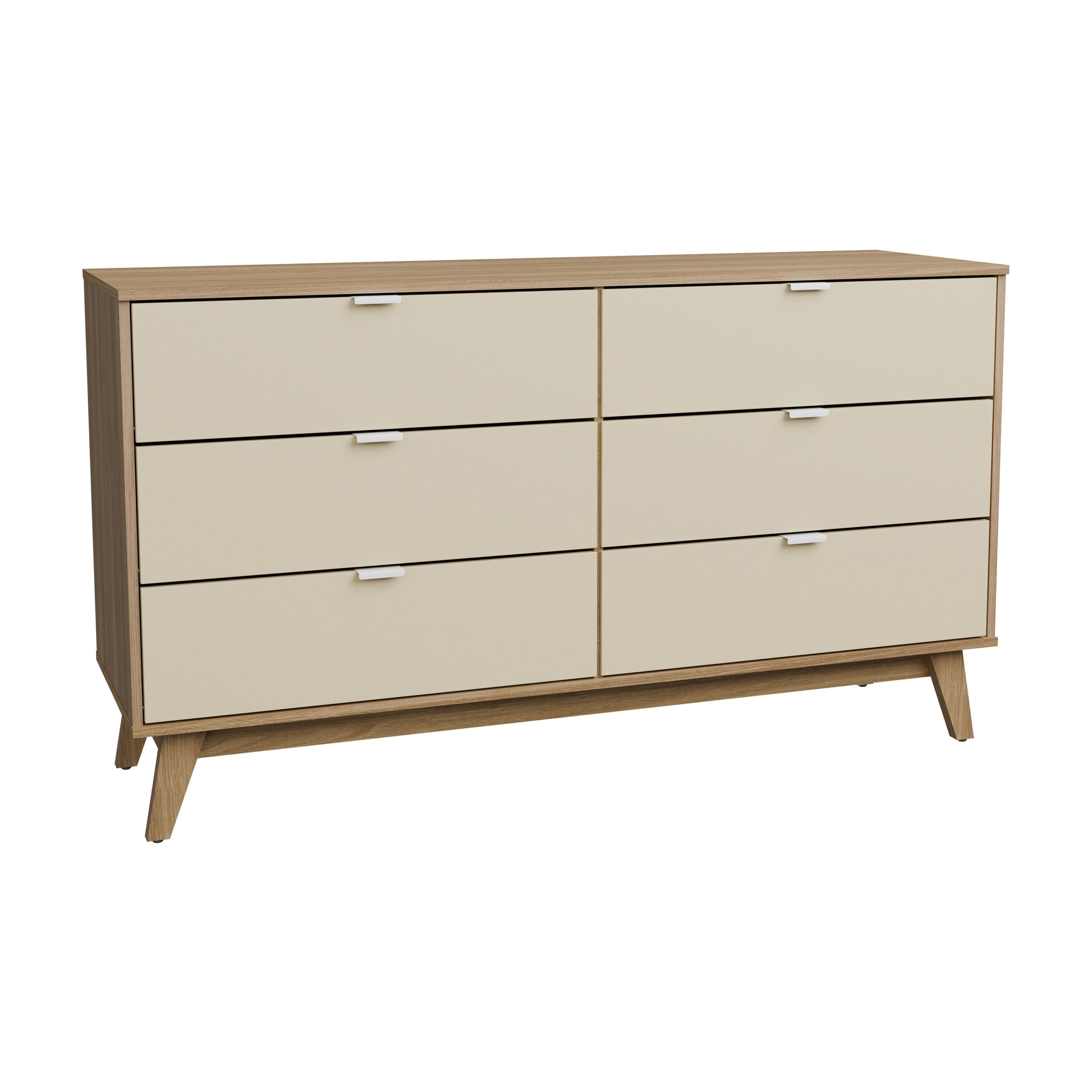 Kappesberg Hanford Hanford 6-Drawer Dresser: Functionality and Style for Your Bedroom, for Adults and Teens - Light Brown/Creme.