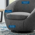 thumbnail image 3 of Armchair Swivel Accent Chair, Black Grey Gray, Fabric, Modern Contemporary, Living Lounge Cafe Room Hotel Lobby Hospitality, 3 of 7