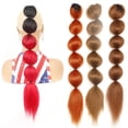 thumbnail image 7 of Bubble Braided Ponytail Extension for Women, Wrap Around Synthetic Hair Piece with Leather Cord for Daily Styling(Orange,52cm), 7 of 7