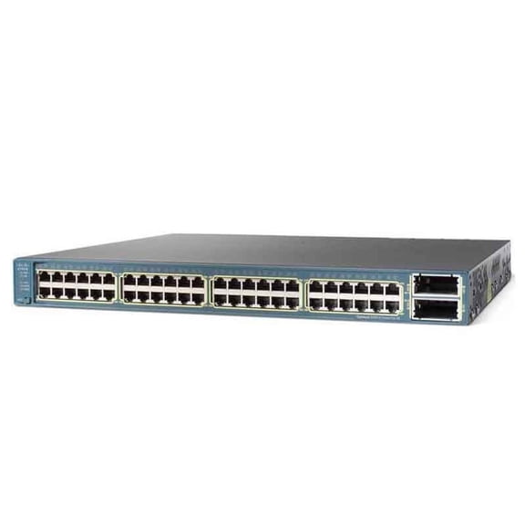 Restored Cisco Catalyst 3560E 48-Port Gigabit Ethernet Managed Layer 3 Switch with 2 X2 10-Gigabit Uplink Ports 265W IP Base P/N WS-C3560E-48TD-S (Refurbished)