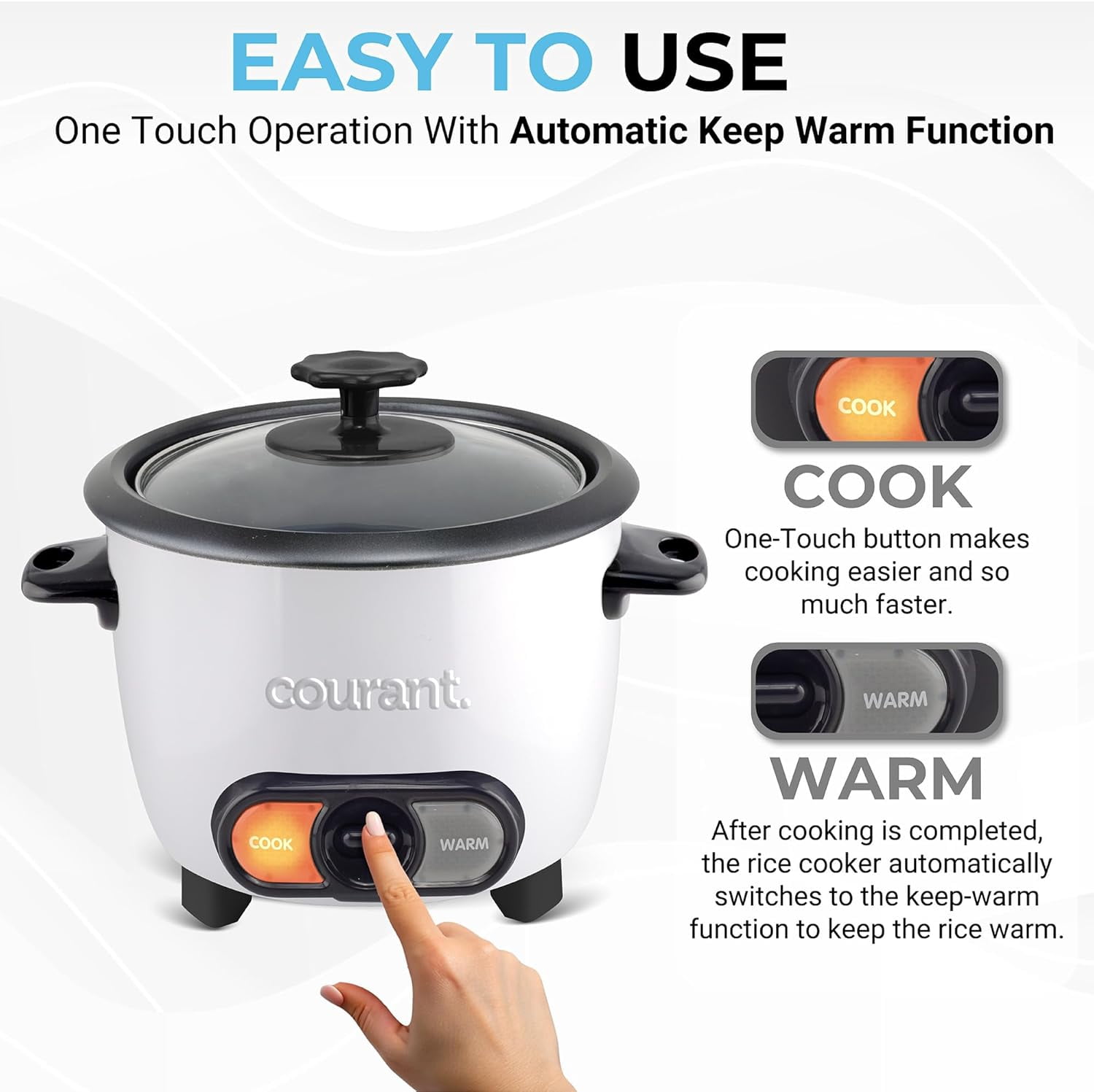 6-Cup Rice Cooker with Non-Stick Bowl, One Touch Operation, White