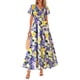 thumbnail image 1 of Vestido PRETTYGARDEN Boho Floral Cuello en V Manga Corta Talla L - Morado Amarillo, 1 of 8