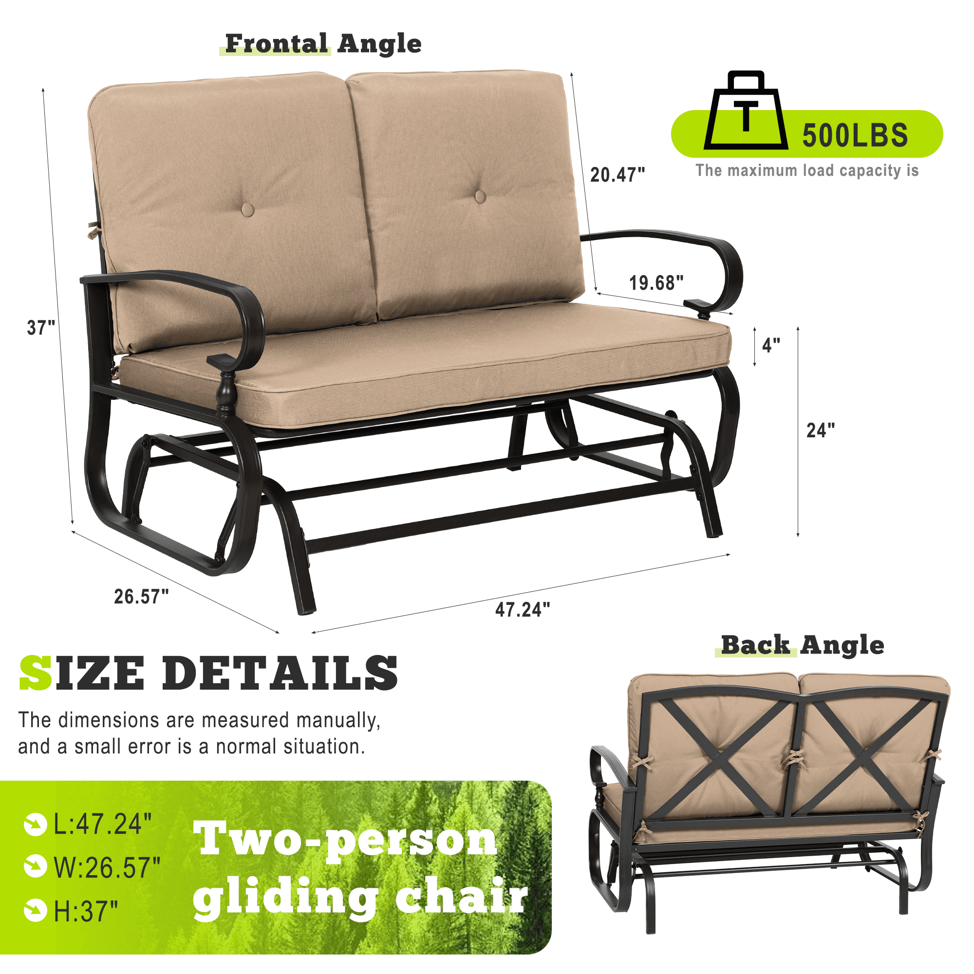 SUNCROWN 5-Piece Patio Furniture Set Outdoor Metal Conversation Set, Brown