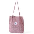 thumbnail image 1 of Sacs en Velours Côtelé pour Femmes Sac à Bandoulière Léger Réutilisable Grande Capacité Sacs de Courses Décontractés Sacs à Main Rétro Sangle Renforcée Rose, 1 of 8
