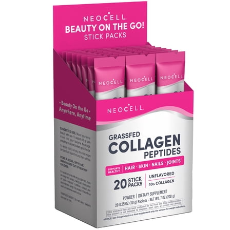 Grass Fed Collagen Peptides | 20 Collagen Stick Pack | Unflavored Powder for Men and Women | by NeoCell