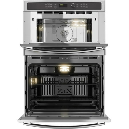 GE Profile - 30" Built-In Single Electric Convection Wall Oven with Built-In Microwave - Stainless Steel