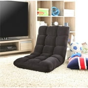 Microplush Modern Armless Quilted Recliner Chair with foam filling and steel tube frame - Black