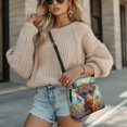 thumbnail image 4 of Tutolipy Lightweight Single Shoulder Crossbody Purse for Travel Weekend Getaways Weekend Activities, PU Leather Waterproof Adjustable Strap Design Satchel Bag, Highland Cow Floral Print, 4 of 7