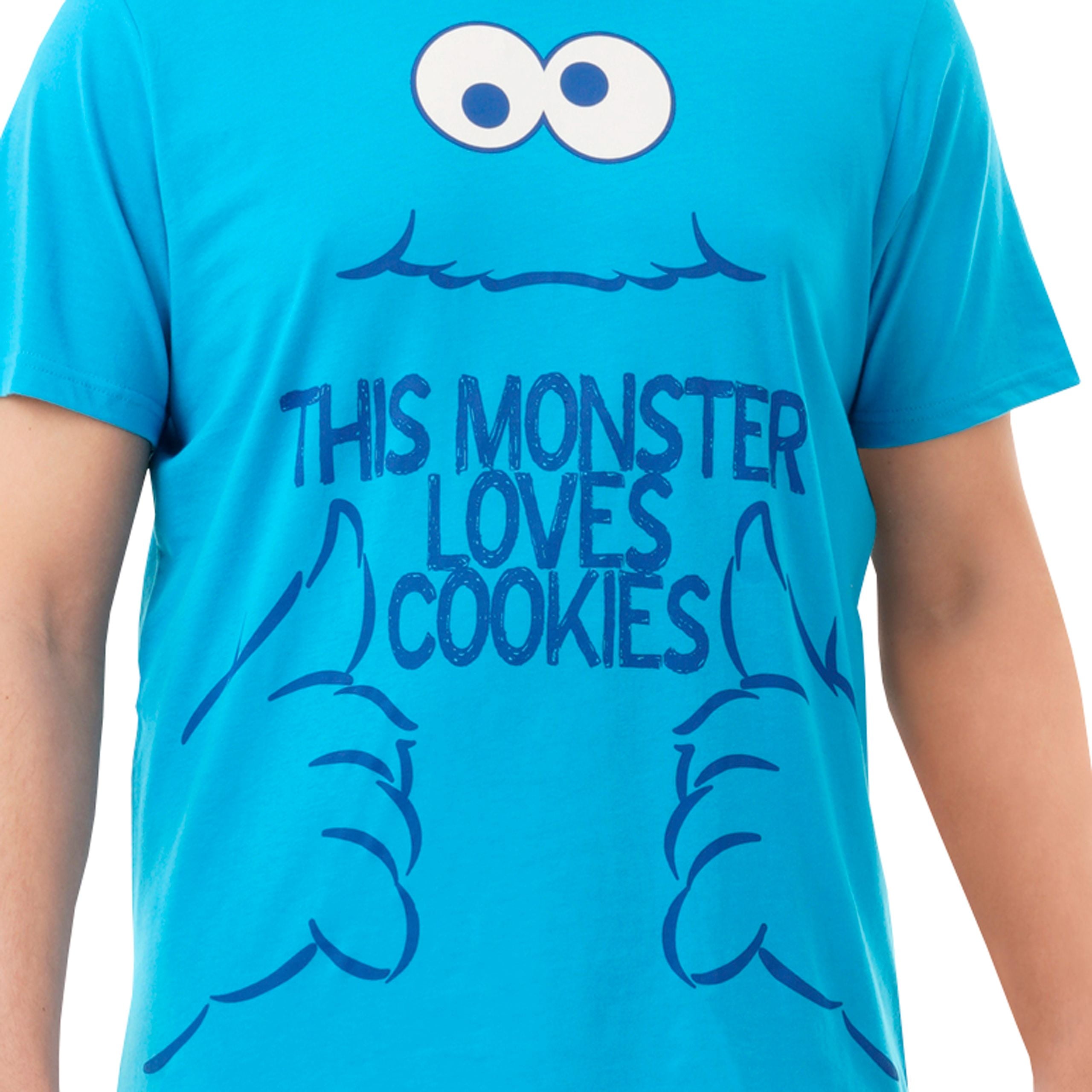Sesame Street Mens Cookie Monster Pajamas Blue Sizes S XXL