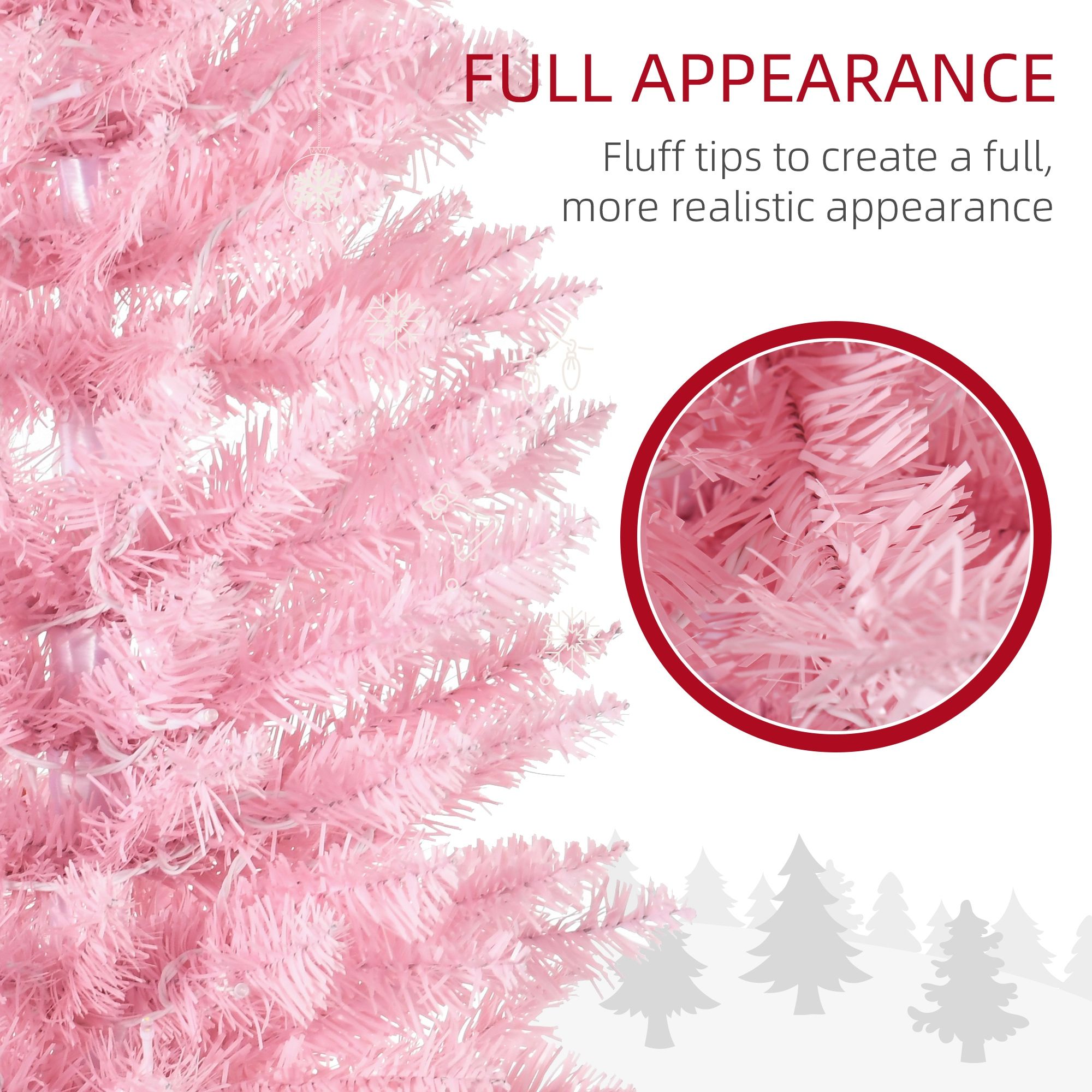 7 ft Pencil Christmas Tree, Slim Artificial Christmas Tree with Warm White LED Lights, 499 Tips, 200 Lights, Indoor Holiday Decor for Small Spaces