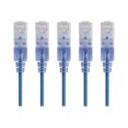 thumbnail image 2 of Monoprice SlimRun - Patch cable - RJ-45 (M) to RJ-45 (M) - 2 ft - UTP - CAT 6a - booted, snagless - blue (pack of 5), 2 of 4
