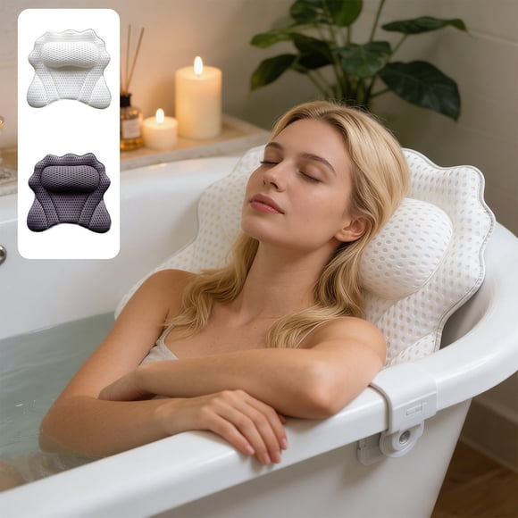 Sentmoon Luxurious Ergonomic Bathtub Pillow Strong Suction Cup Breathable Mesh Spa Tub Cushion Neck Head Back Support Quick Dry Comfortable Relaxing Accessory for Bath Time