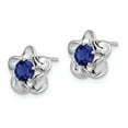 thumbnail image 2 of 925 Sterling Silver Rhodium-plated Floral Created Sapphire Post Earrings; for Adults and Teens; for Women and Men, 2 of 3