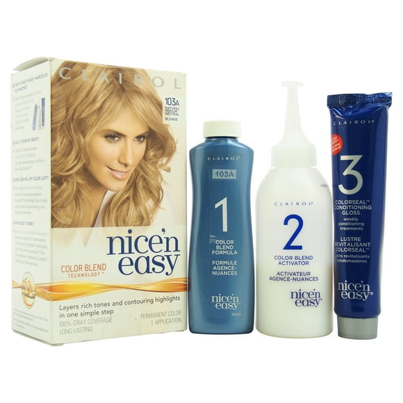 Nice n Easy Permanent Color - 103A Natural Medium Neutral Blonde by Clairol for Women - 1 Application Hair Color