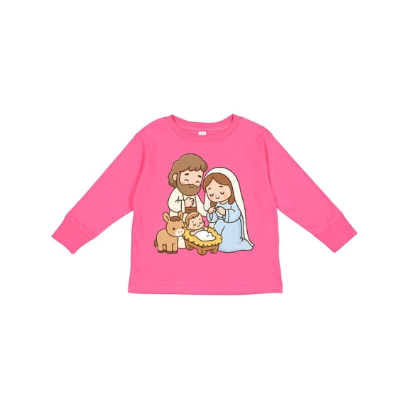 Inktastic Nativity Scene Christmas Manger Boys or Girls Long Sleeve Toddler T-Shirt