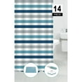 thumbnail image 1 of IH Casa Decor 14Pc Set Peva S. Rideau + 12 Crochets + Bathmat Navy Striped, 1 of 2