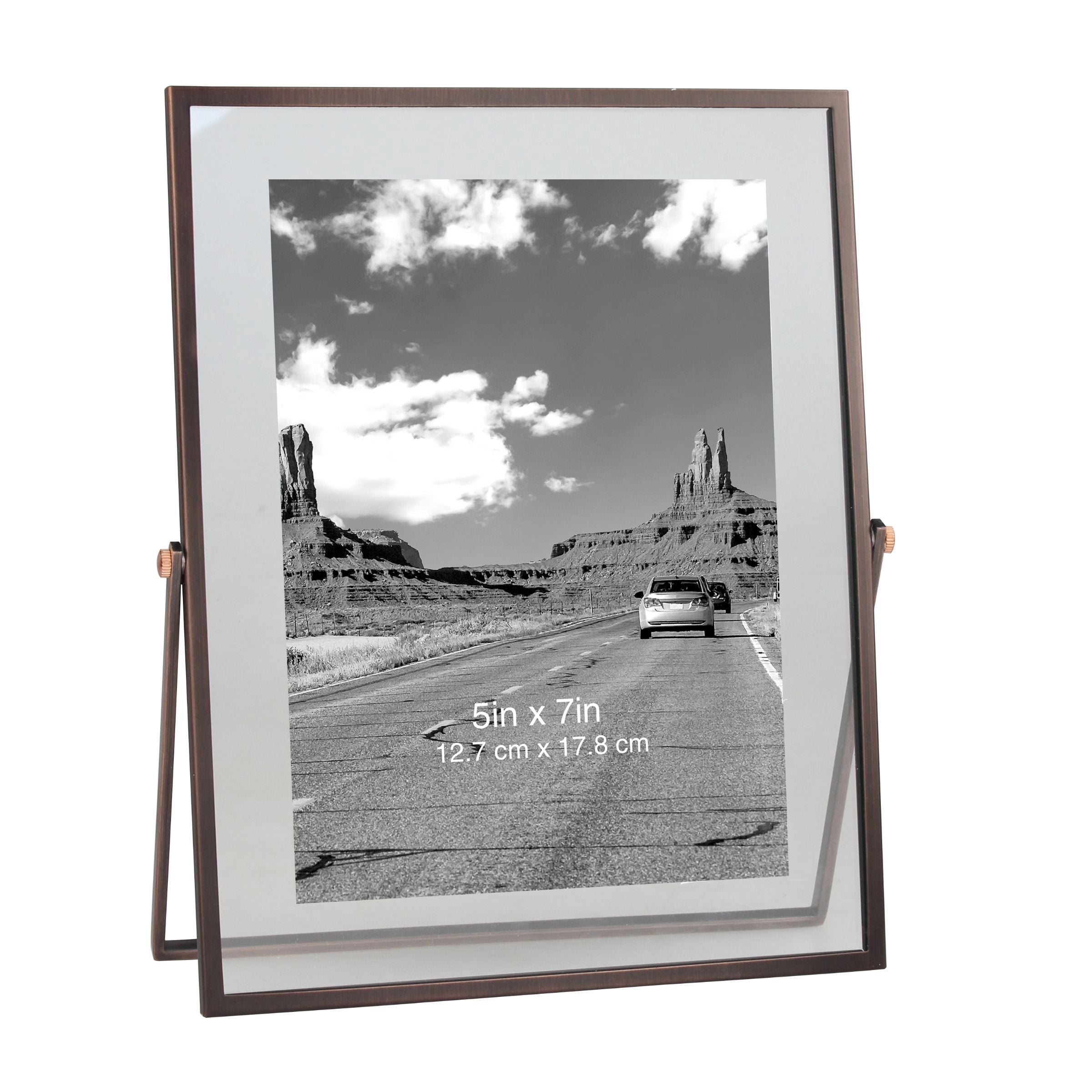 Better Homes & Gardens 5 x 7 Metal Tabletop Floating Picture Frame, Copper
