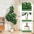 thumbnail image 3 of Qinaqin 6FT Fiddle Leaf Fig Tree Artificial con 108 Leaves Realistic Fau x Ficus Lyrata Trees en 9 inch Blanco Planter Pot Indoor Fake Floor Plants para Oficina Casa Living Sala de Profundidadcor, 3 of 7