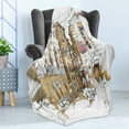 thumbnail image 4 of Watercolor Soft Flannel Fleece Throw Blanket, Sketch of Street with Old Buildings Town Artisan Paintbrush Artwork, Cozy Plush for Indoor and Outdoor Use, 50" x 70", Sand Brown and White, by Ambesonne, 4 of 5