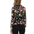 thumbnail image 4 of INSPIRE CHIC Mother's Day Women's Blazer Open Front Wear-to-Work Summer Crop Suit Jacket XS Black Red-Floral, 4 of 7