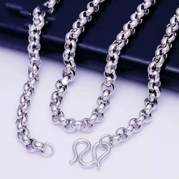 K-KED Real Pt950 Pure Platinum 950 Necklace Women Men 3/4/5mm Solid Rolo Chain Link-22in-3.3mm-20-20.5g