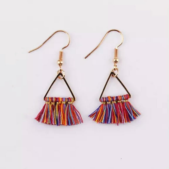 New Bohemia Jewelry Small Gold Plated Triangle Fan Fringe Tassel Dangle Earrings