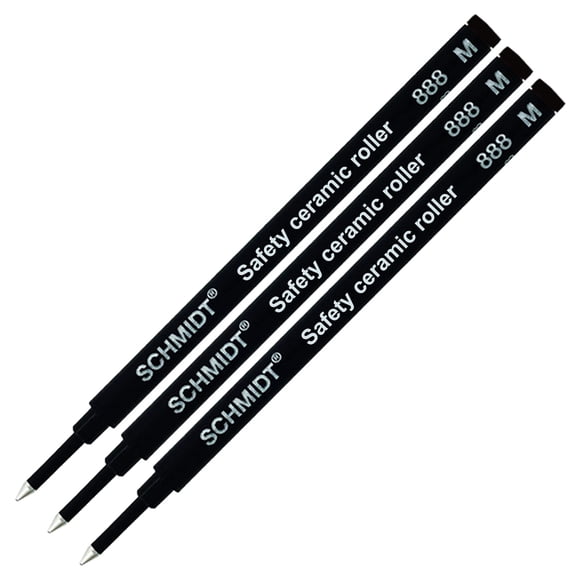Recambio Rollerball Schmidt 888 negro, tamaño mediano, paquete de 3