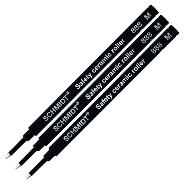 Recambio Rollerball Schmidt 888 negro, tamaño mediano, paquete de 3