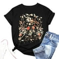 thumbnail image 1 of T-Shirt à Manches Courtes Imprimé Floral pour Femmes, Col Rond, Manches Longues Épaisses, T-Shirt Décontracté pour Femmes, 1 of 3