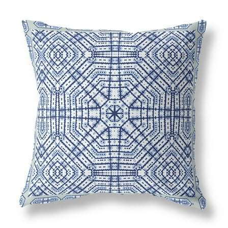 16â€ Navy White Geostar Indoor Outdoor Throw Pillow