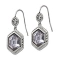 thumbnail image 3 of Chisel  Stainless Steel Antiqued and Polished with Grey Glass and CZ Shepherd Hook Earrings, 3 of 4