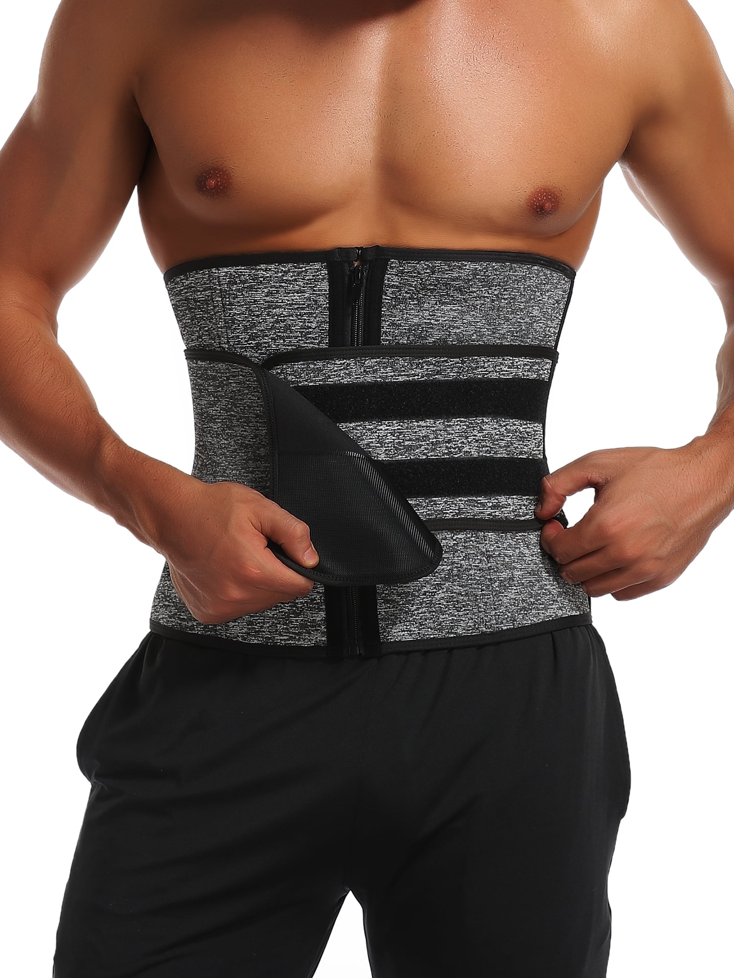 GainKee 100% Latex Men Waist Trainer Corsets With Steel Bone Sweat Belt Sauna Suit For Fitness Body Shaper 