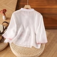 thumbnail image 4 of Vestidos Casuales Para Mujer, Blusas De Mujer De Moda Cárdigan informal de lino con cuello alto y botones bordados para mujer, 4 of 4