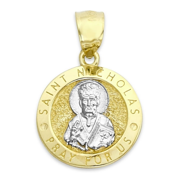 Solid 10k Gold Saint Nicholas Pendant - Religious Jewelry Gifts for Her