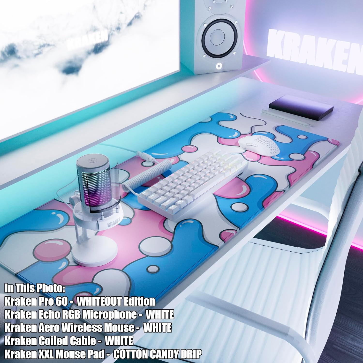 Gaming Mouse Pad Large Cotton Candy XXL Mouse Pad for Gaming - Desk Mat for Keyboard - Thick Artisan Mousepad for Desk (Cotton Candy Drip)