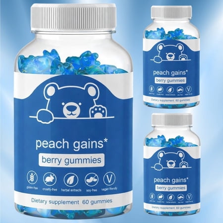 DEZEN Peach Gains Berry Gummies for Curve Enhancement – Women Booty Support Supplement – 90 Servings