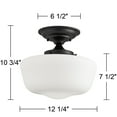 thumbnail image 6 of Regency Hill Modern Schoolhouse Farmhouse Ceiling Light Semi Flush Mount Fixture 12 1/4" Wide Black White Glass Shade for Bedroom Kitchen Living Room, 6 of 6