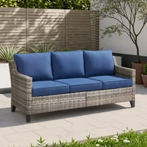Unnifurnzi Outdoor Couch-All Weather Wicker Patio Couch High Back Outdoor Patio Couch for Porch Balcony Deck-Gray/Blue