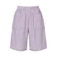 thumbnail image 5 of Kinrui Striped Bermuda Shorts for Women Casual Elastic Waist Summer Beach Long Shorts with Pocket,Size S-2XL, 5 of 7